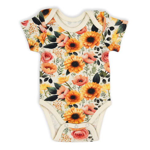 Organic Cotton Short Sleeve Baby Bodysuit, Poppy Organic Earthy Clothing